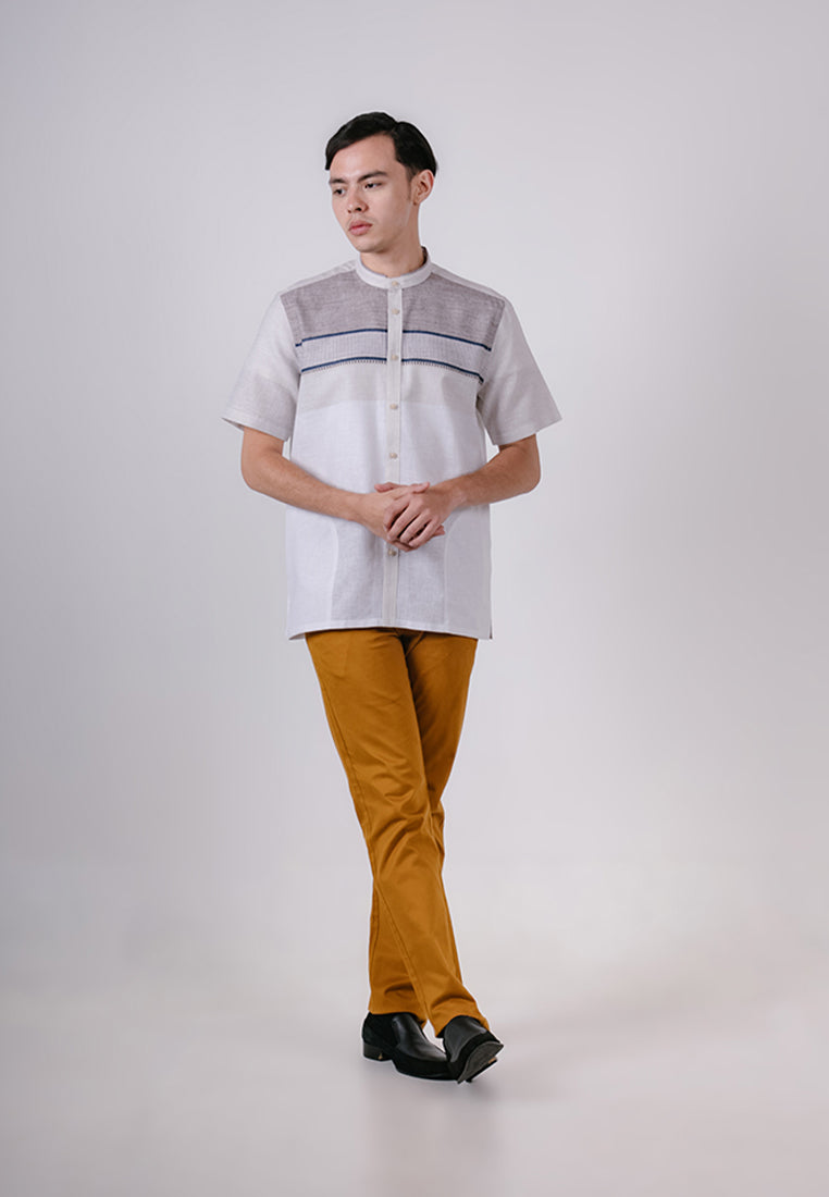 Men's Top by MOC Kemeja Koko Lengan Pendek Pria Fikri - White
