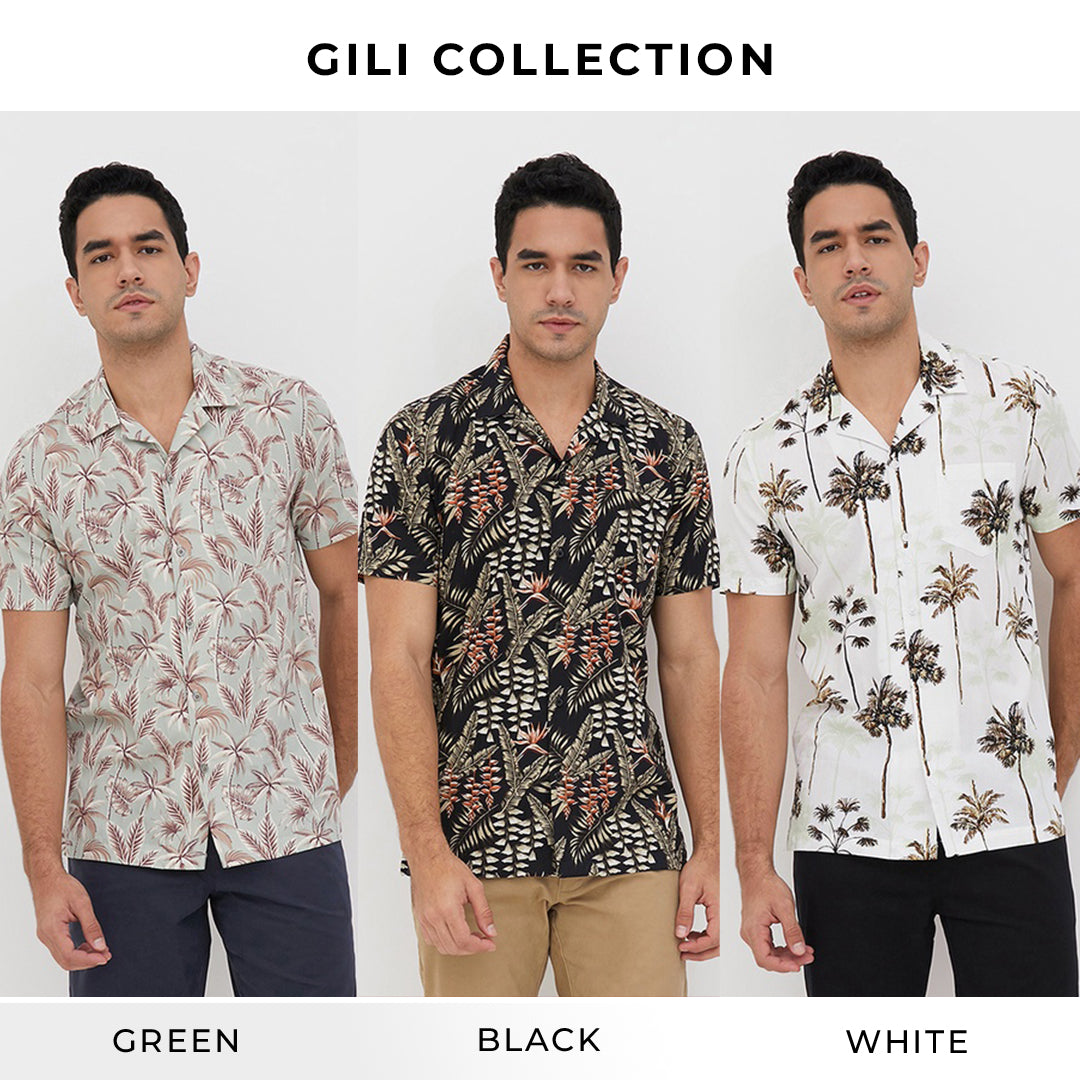 Men's Top By MOC Kemeja Pria Printing Pendek Modern Fit Gili Best Seller