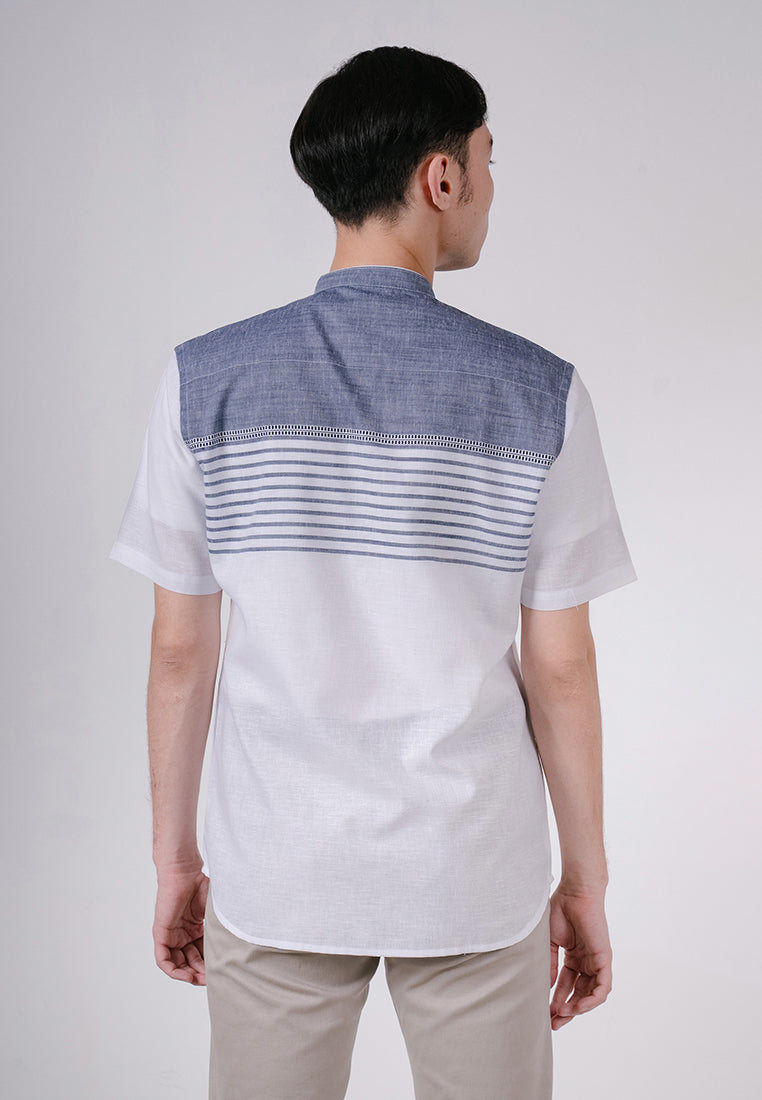 Men's Top by MOC Kemeja Koko Lengan Pendek Pria Ghazali - White