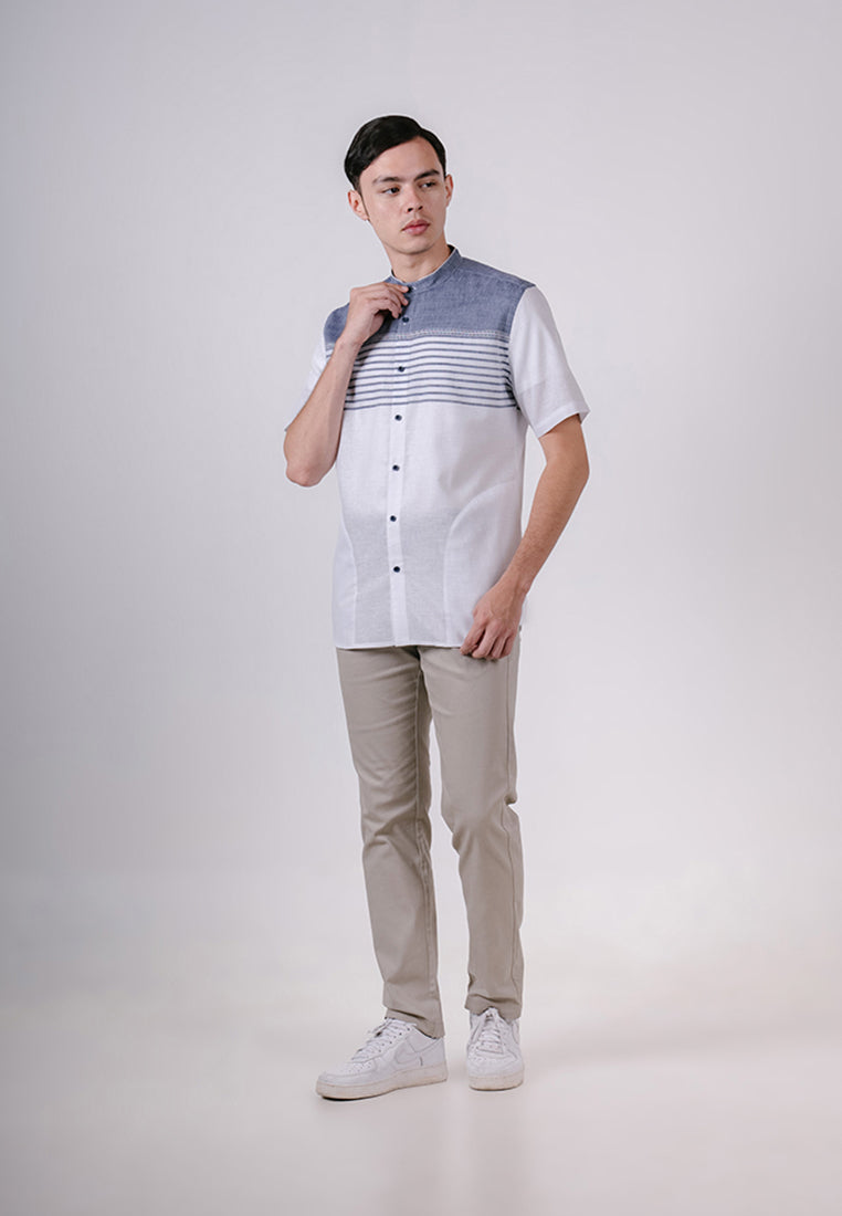 Men's Top by MOC Kemeja Koko Lengan Pendek Pria Ghazali - White