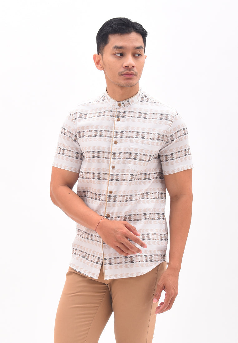 Men's Top by MOC Kemeja Koko Lengan Pendek Pria Gosling - Khaki