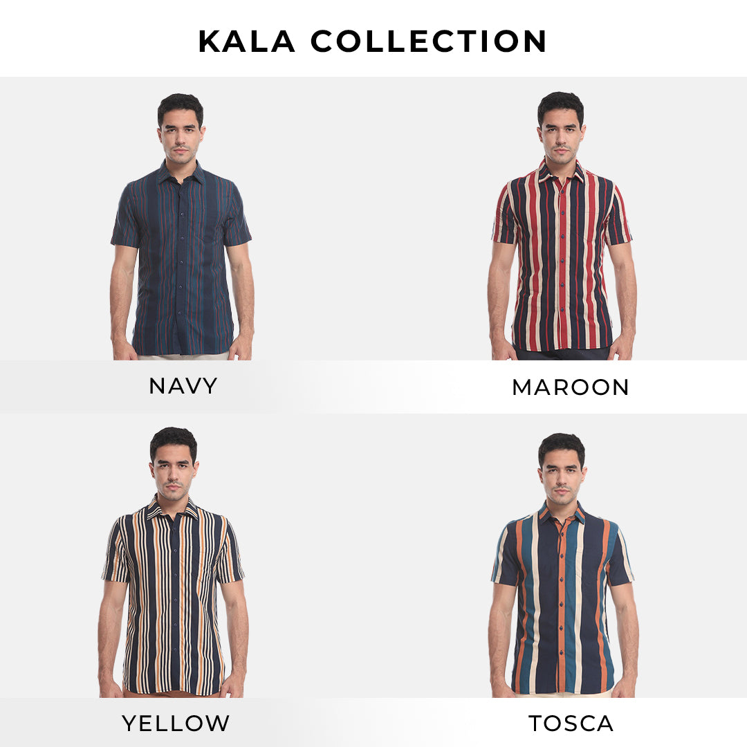 Men's Top By MOC Kemeja Pria Printing Pendek Slim Fit Kala Best Seller