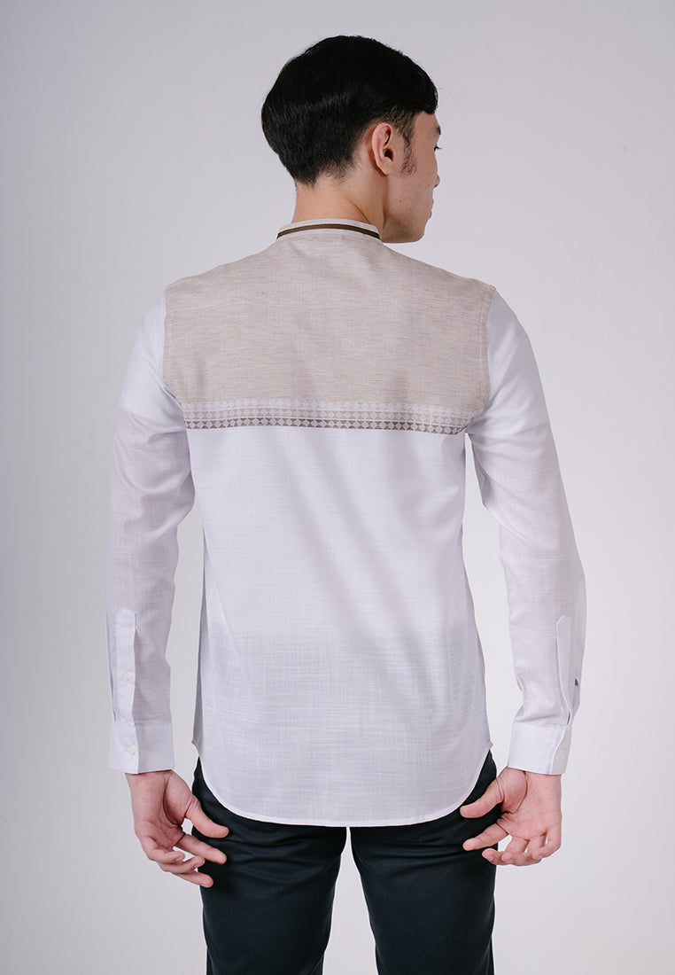 Men's Top by MOC Kemeja Koko Lengan Panjang Pria Langham - White