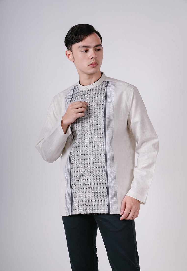 Men's Top by MOC Kemeja Koko Lengan Panjang Pria Rustam - Light Beige