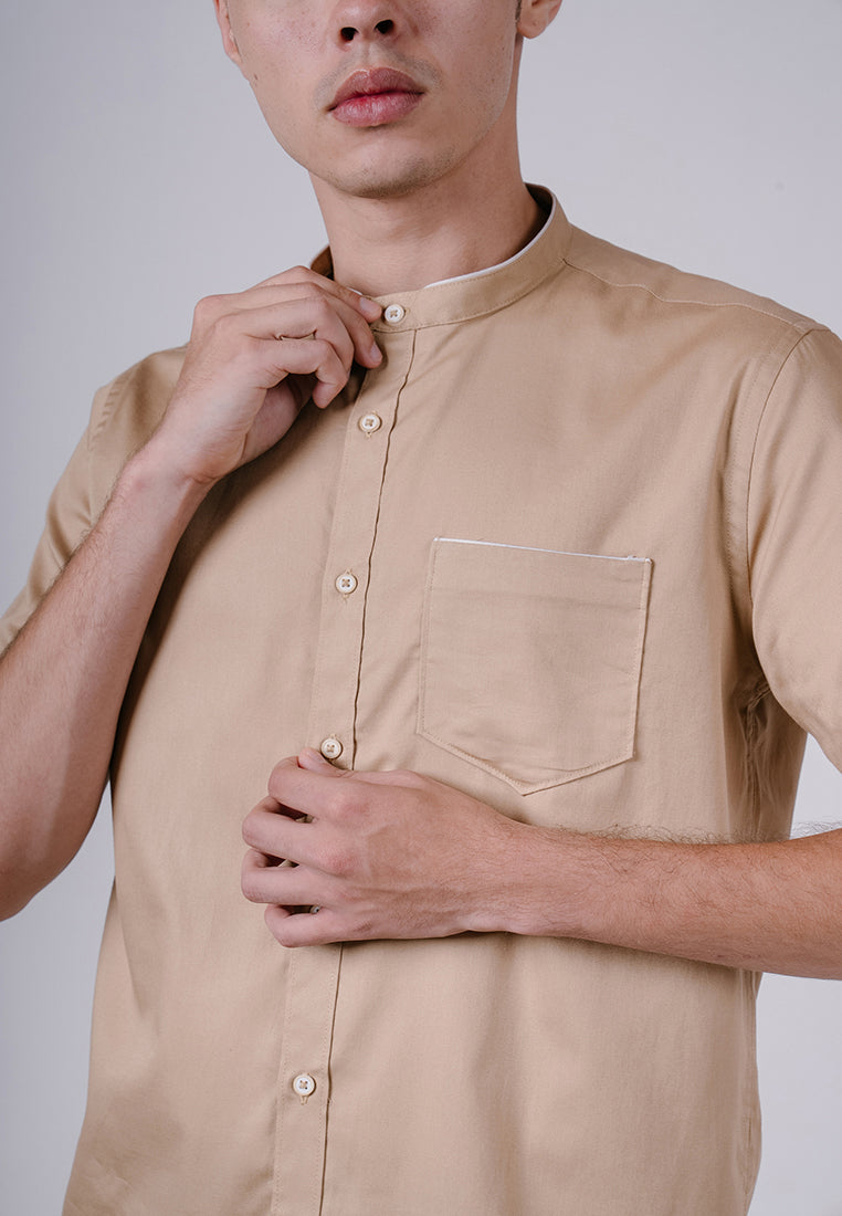 Men's Top by MOC Kemeja Shanghai Lengan Panjang Pria Symo - Brown