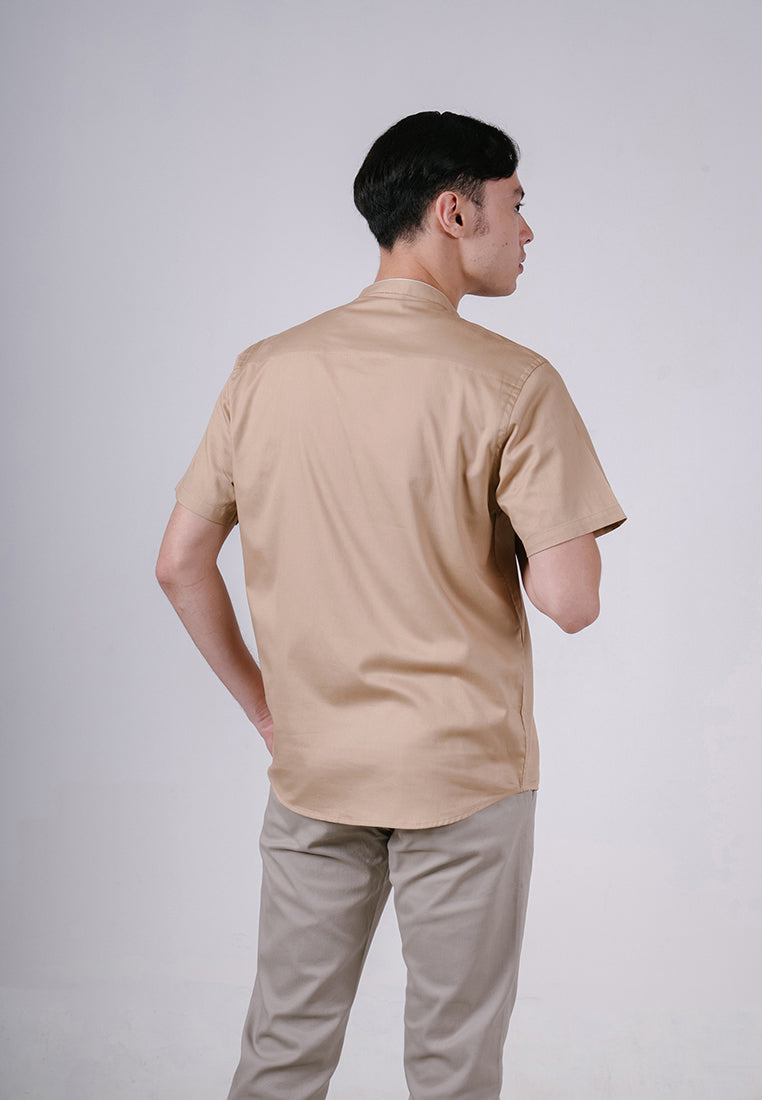 Men's Top by MOC Kemeja Shanghai Lengan Panjang Pria Symo - Brown