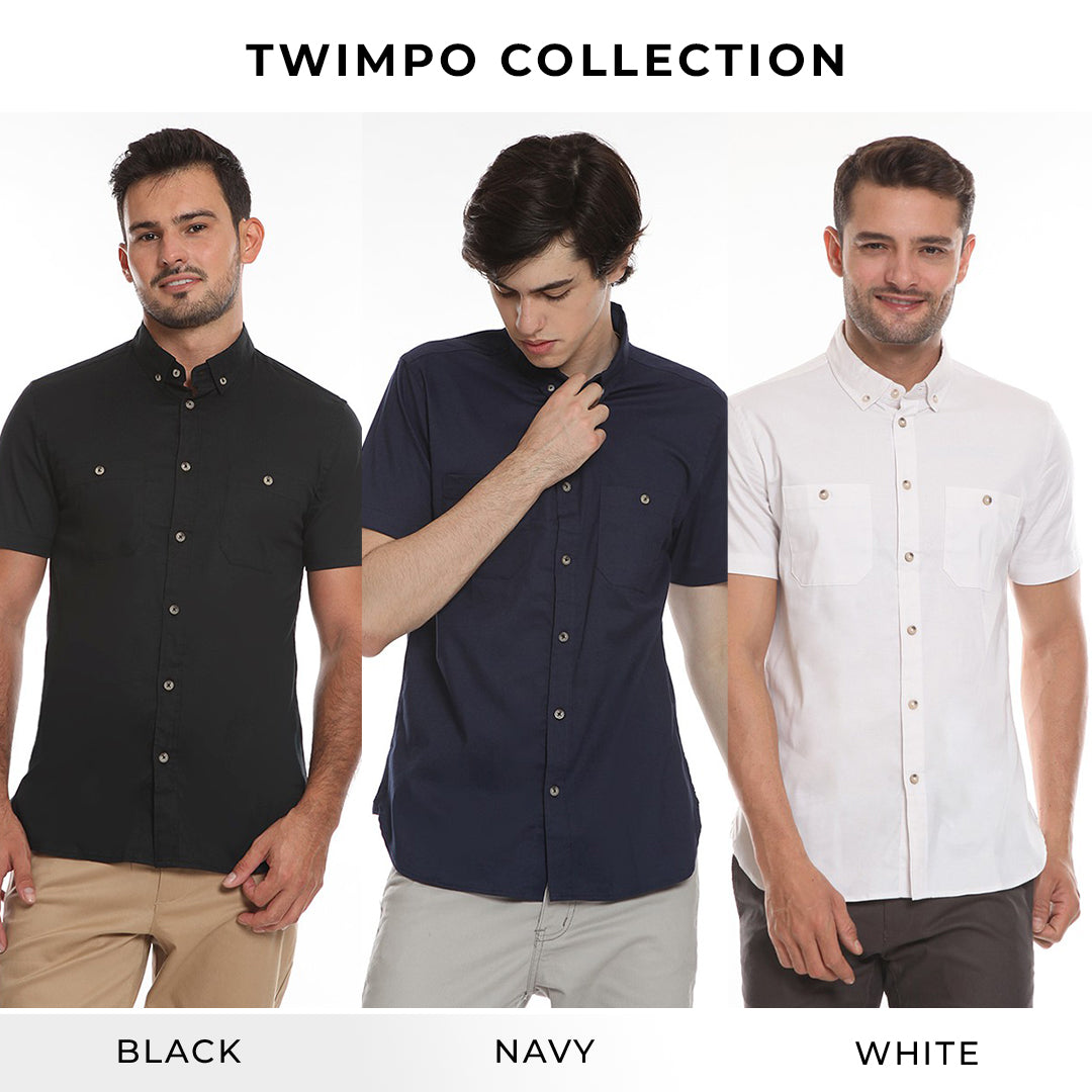 Men's Top By MOC Kemeja Pria Basic Polos Pendek Slim Fit Twimpo Best Seller