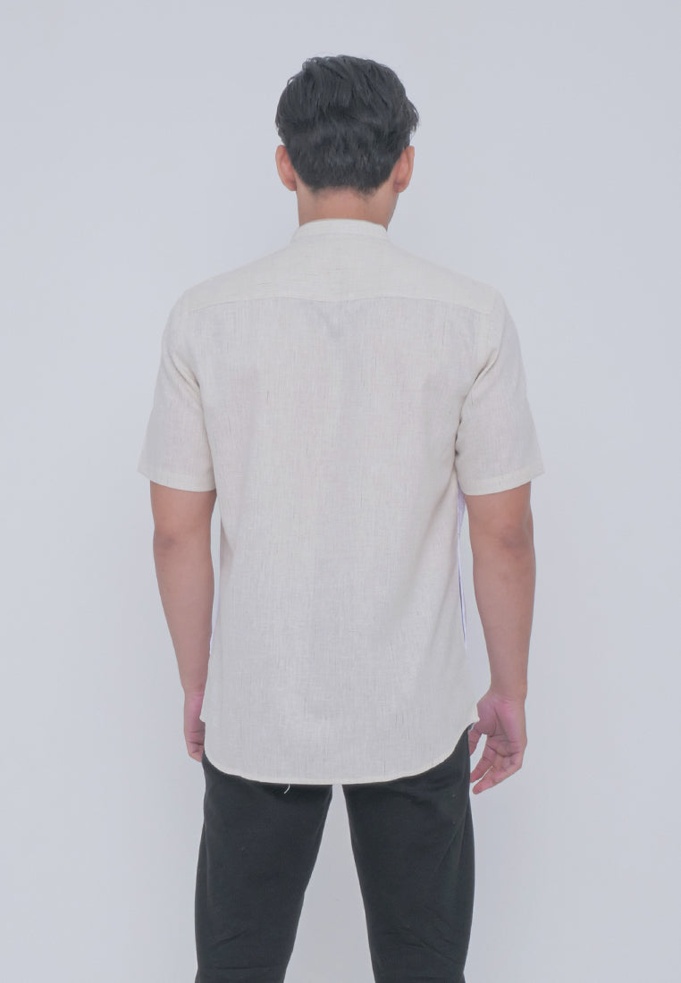 Men's Top by MOC Kemeja Koko Lengan Pendek Pria Taufiq - White