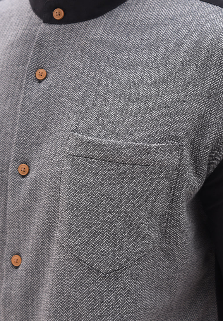 Men's Top by MOC Kemeja Koko Lengan Panjang Pria Zahra - Black