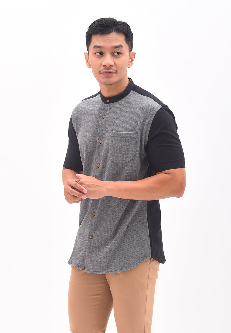 Men's Top by MOC Kemeja Koko Lengan Panjang Pria Zahra - Black