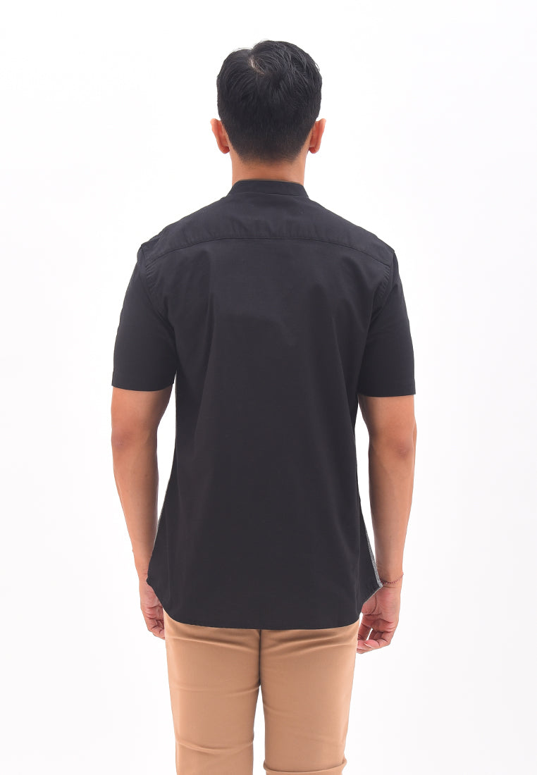 Men's Top by MOC Kemeja Koko Lengan Panjang Pria Zahra - Black