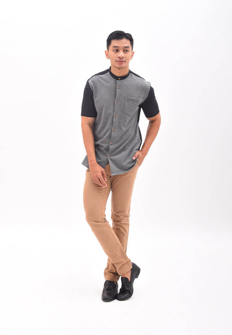 Men's Top by MOC Kemeja Koko Lengan Panjang Pria Zahra - Black