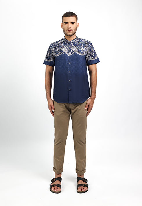 MOC Kemeja Shanghai Lengan Pendek Pria Arfan - Navy