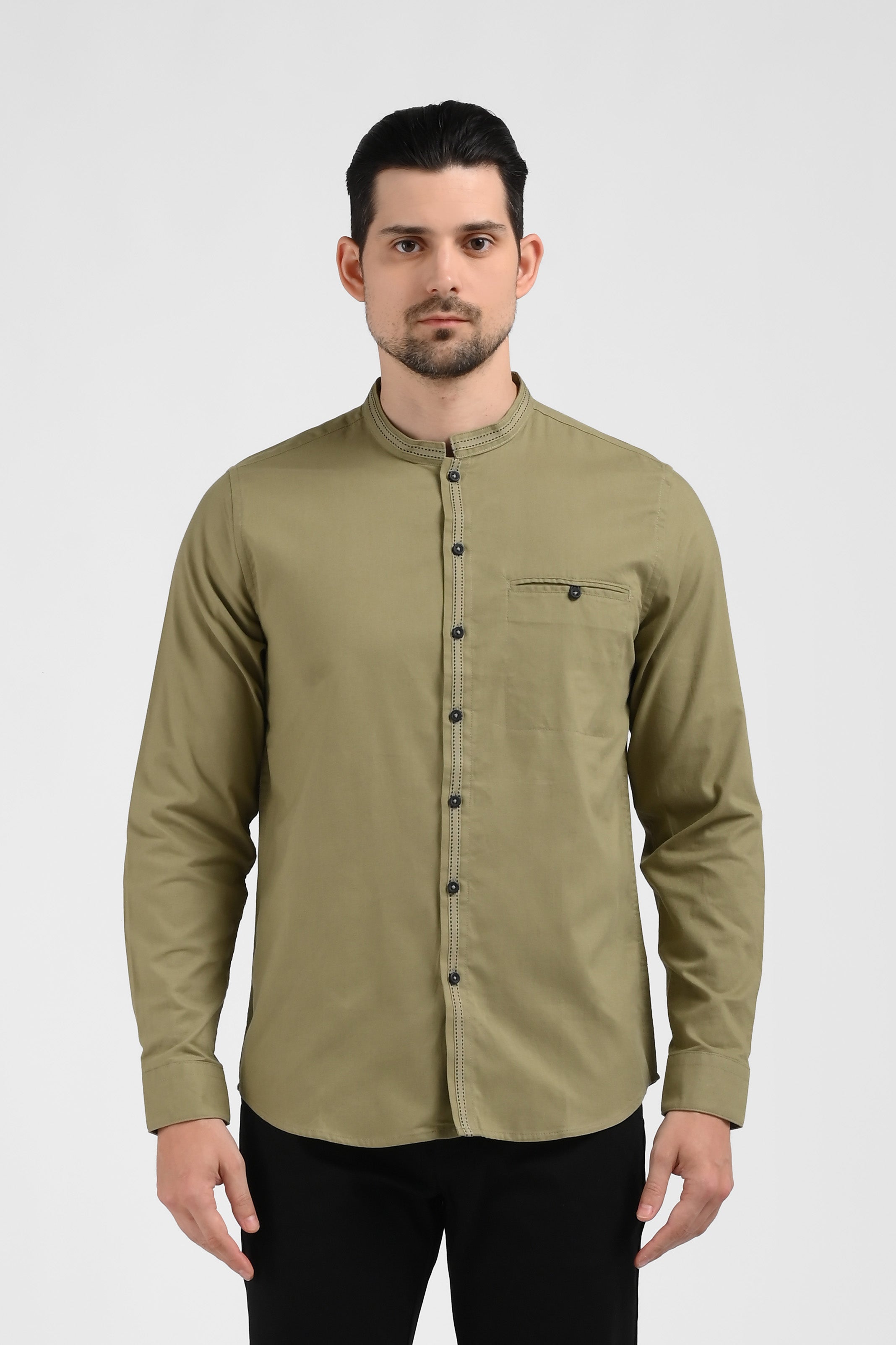 MOC Kemeja Shanghai Lengan Panjang Pria HADAR-OLIVE