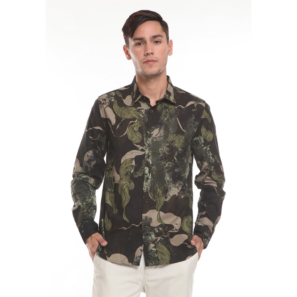 Men's Top By MOC Kemeja Pria Printing Panjang Slim Fit Anzio Best Seller