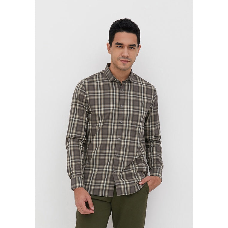 Men's Top By MOC Kemeja Pria Flannel Panjang Modern Fit Maui Best Seller