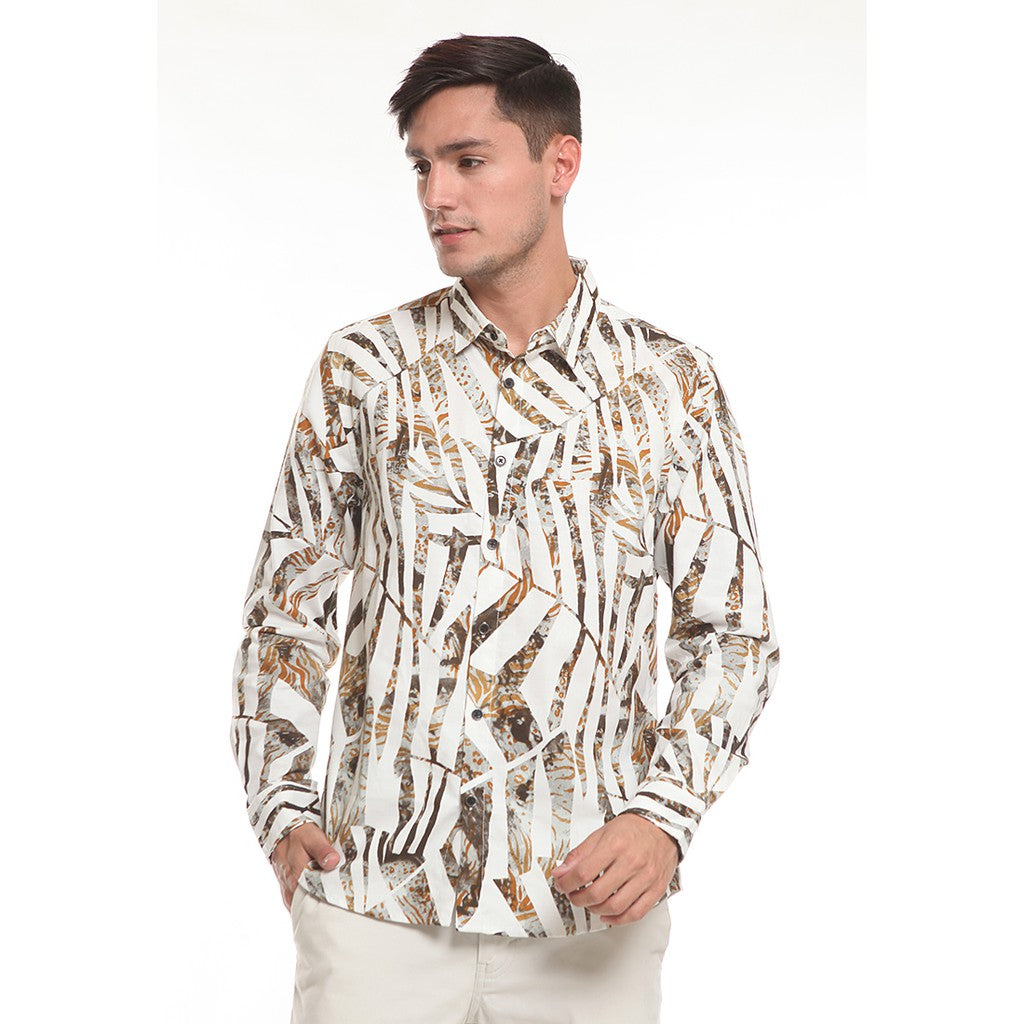 Men's Top By MOC Kemeja Pria Printing Panjang Slim Fit Anzio Best Seller