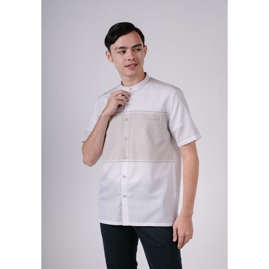 Men's Top by MOC Kemeja Koko Lengan Pendek Pria BAHRAIN - WHITE