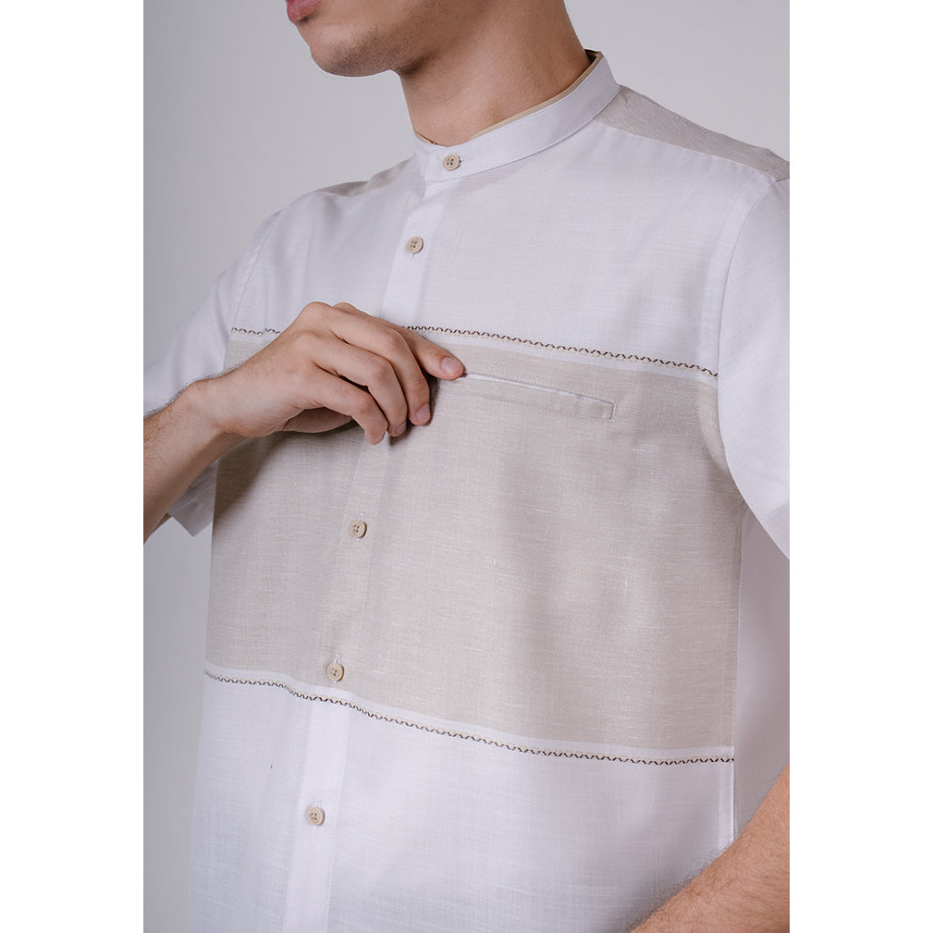 Men's Top by MOC Kemeja Koko Lengan Pendek Pria BAHRAIN - WHITE