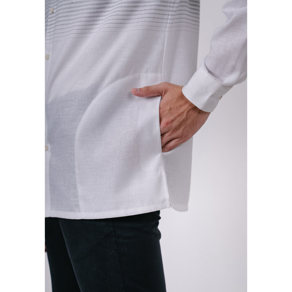 Men's Top by MOC Kemeja Koko Lengan Panjang Pria Elyas - Grey