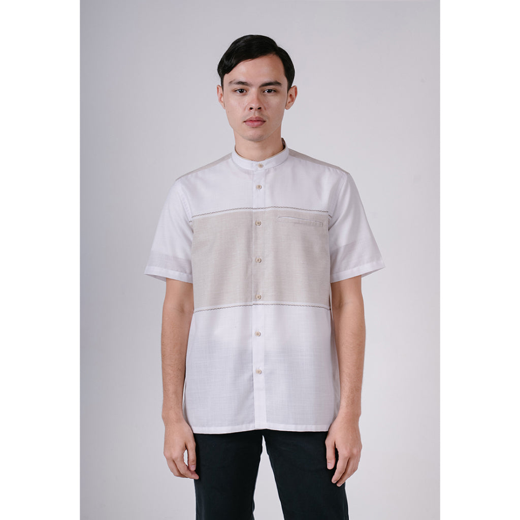 Men's Top by MOC Kemeja Koko Lengan Pendek Pria BAHRAIN - WHITE