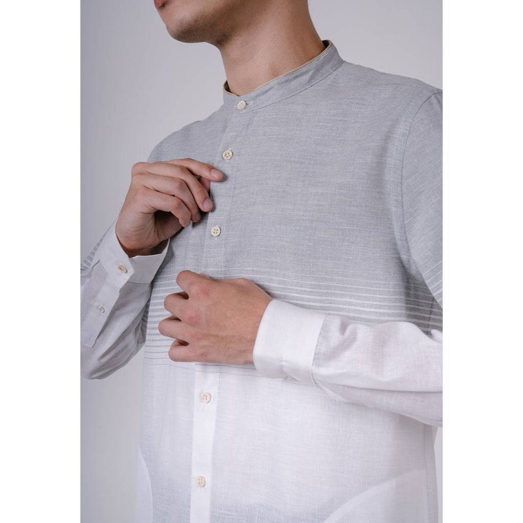 Men's Top by MOC Kemeja Koko Lengan Panjang Pria Elyas - Grey