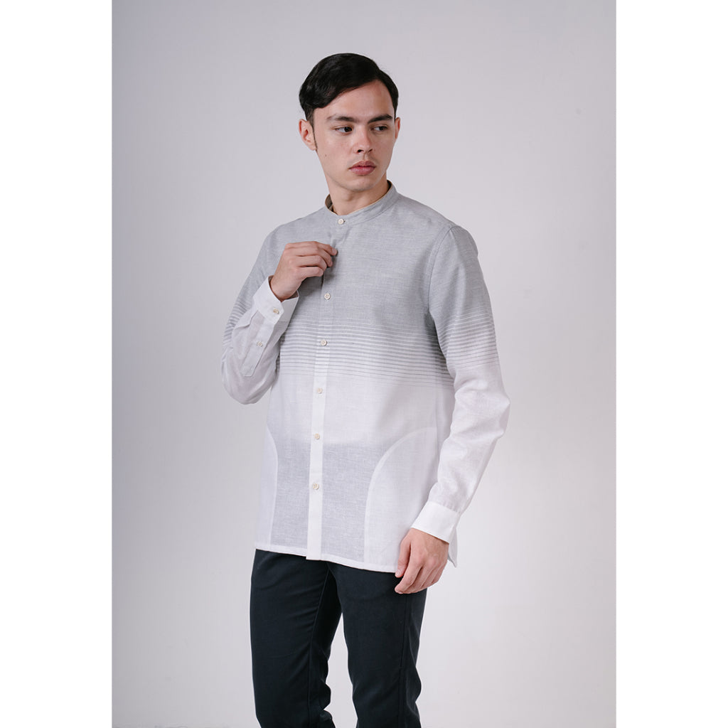 Men's Top by MOC Kemeja Koko Lengan Panjang Pria Elyas - Grey