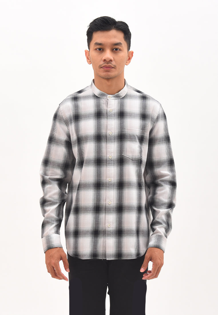 Men's Top by MOC Kemeja Koko Lengan Panjang Pria Nabhan -White