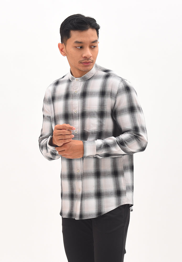 Men's Top by MOC Kemeja Koko Lengan Panjang Pria Nabhan -White