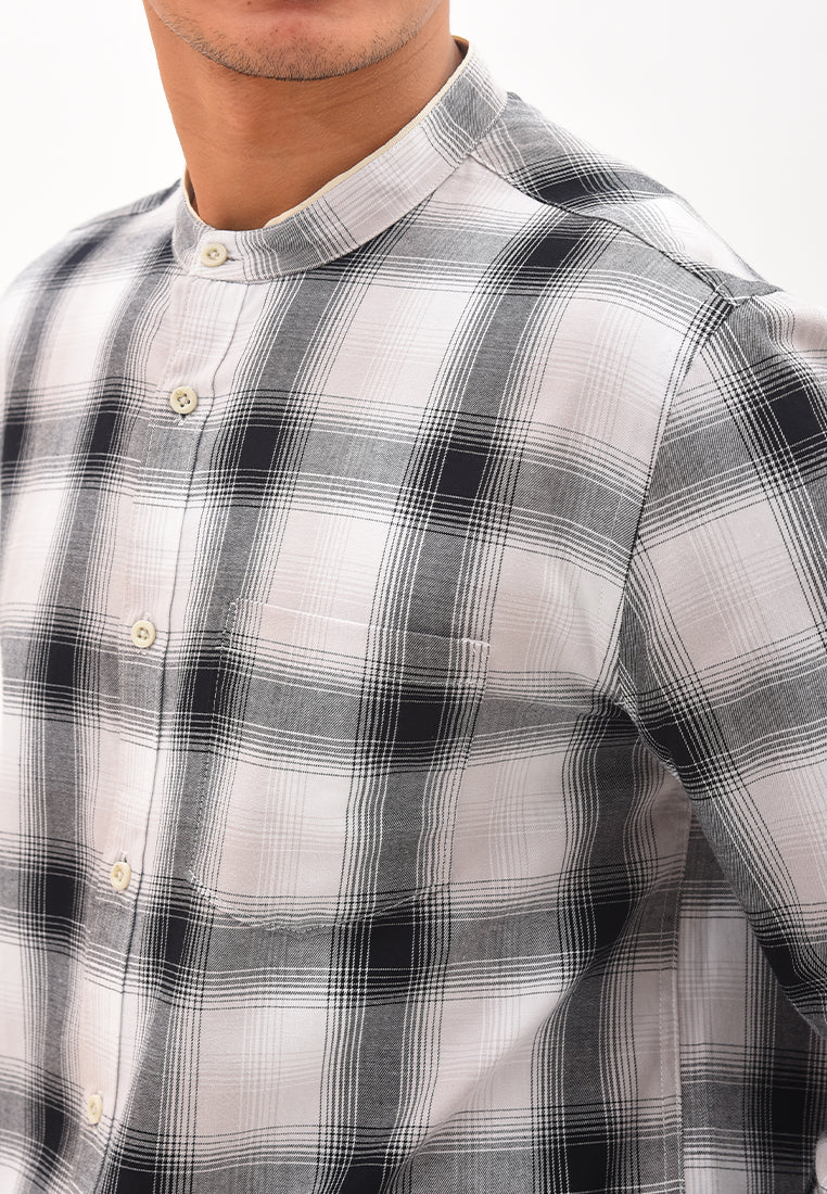 Men's Top by MOC Kemeja Koko Lengan Panjang Pria Nabhan -White