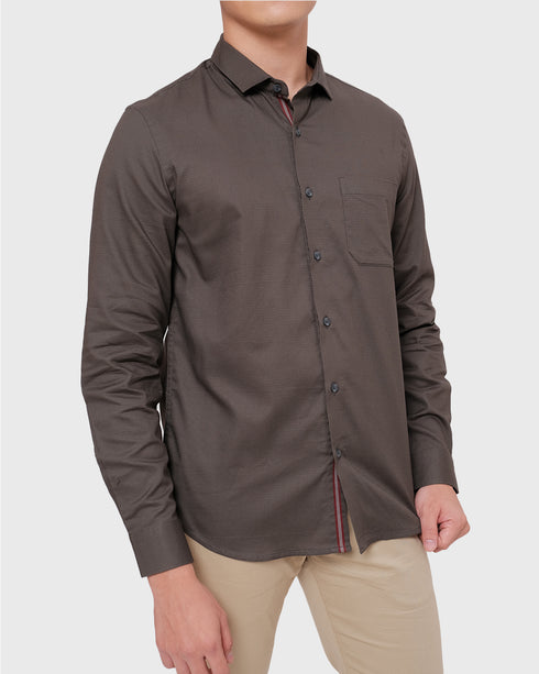 MOC Kemeja Lengan Panjang Pria GORDIAN - DARK GREY