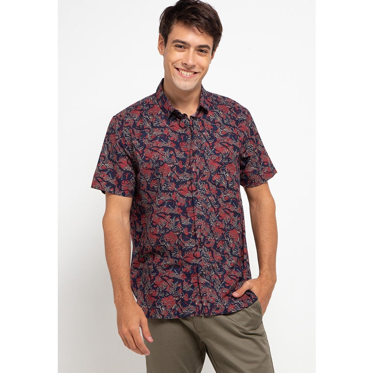 Men's Top By MOC Kemeja Pria Printing Pendek Slim Fit Enero Best Seller