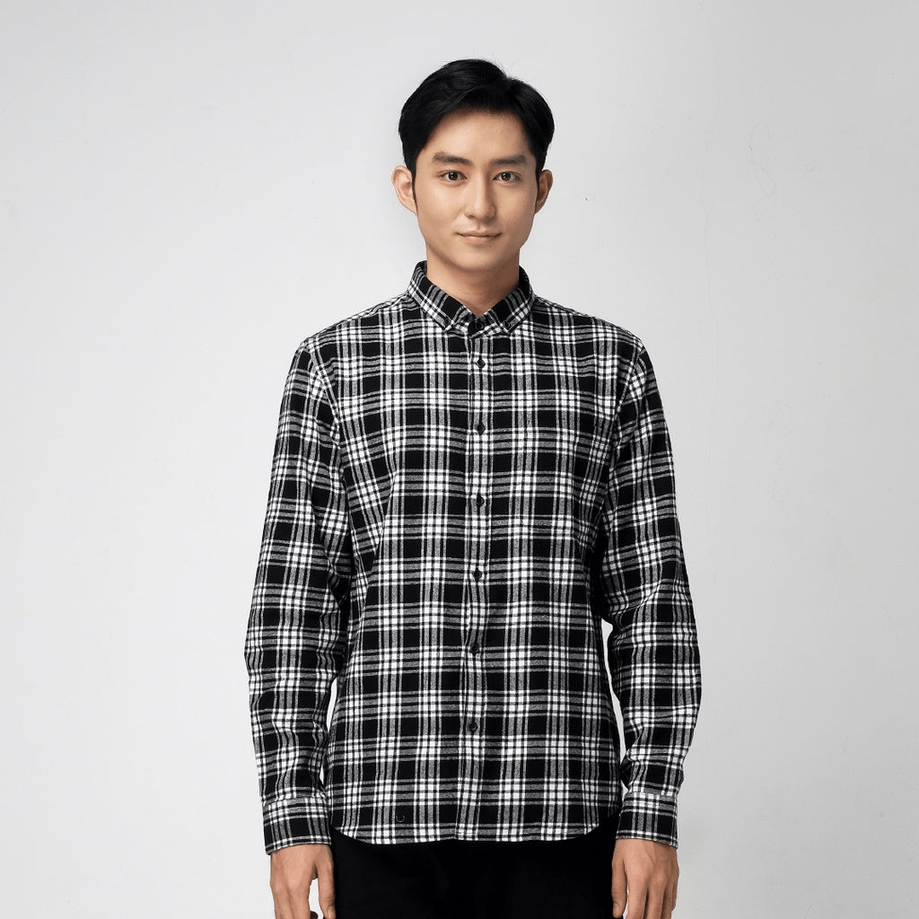 Men's Top By MOC Kemeja Pria Flannel Panjang Modern Fit Iowa Best Seller