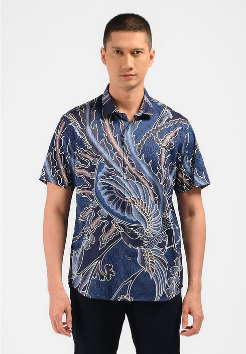 MOC Kemeja Batik Lengan Pendek Pria SHARABHA-NAVY