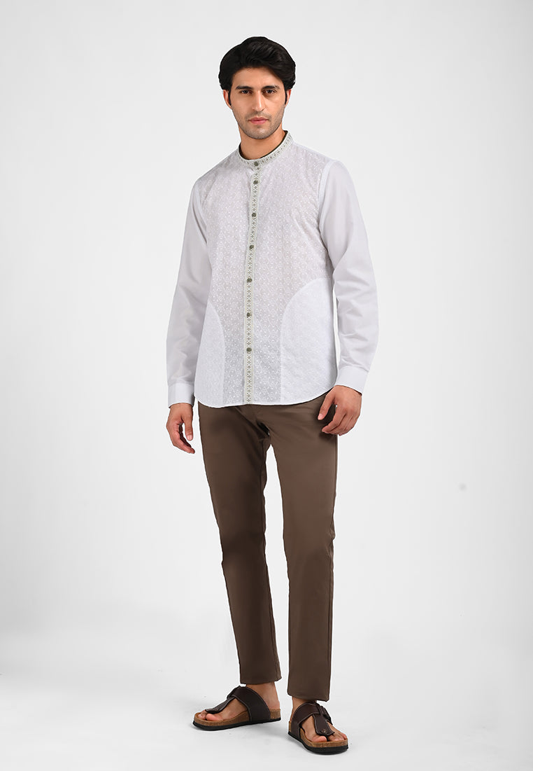 MOC Kemeja Koko Lengan Panjang Pria MATHOS-WHITE