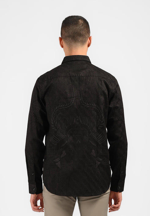 MOC Kemeja Batik Lengan Panjang Pria SHIMHIKA-BLACK