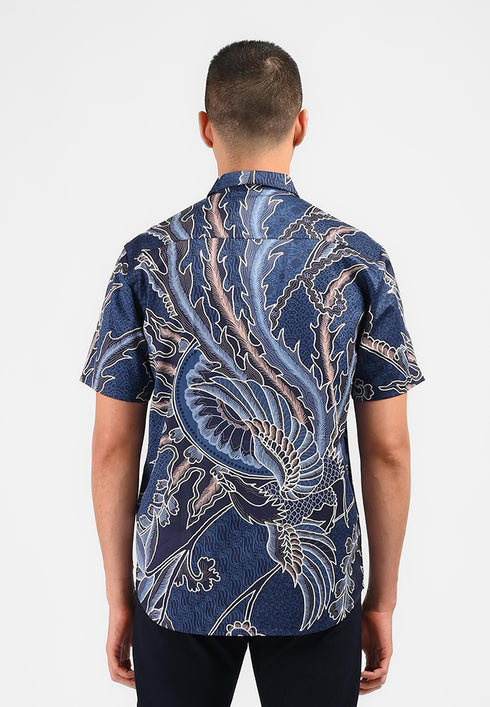 MOC Kemeja Batik Lengan Pendek Pria SHARABHA-NAVY