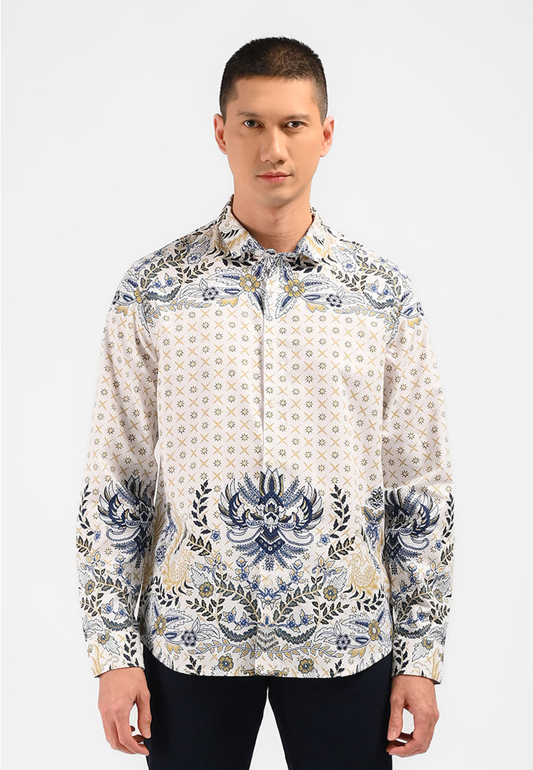 MOC Kemeja Batik Lengan Panjang Pria SHATKAM-WHITE