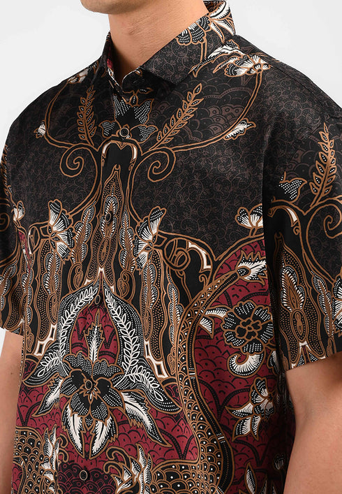 MOC Kemeja Batik Lengan Pendek Pria SHUKA-BLACK