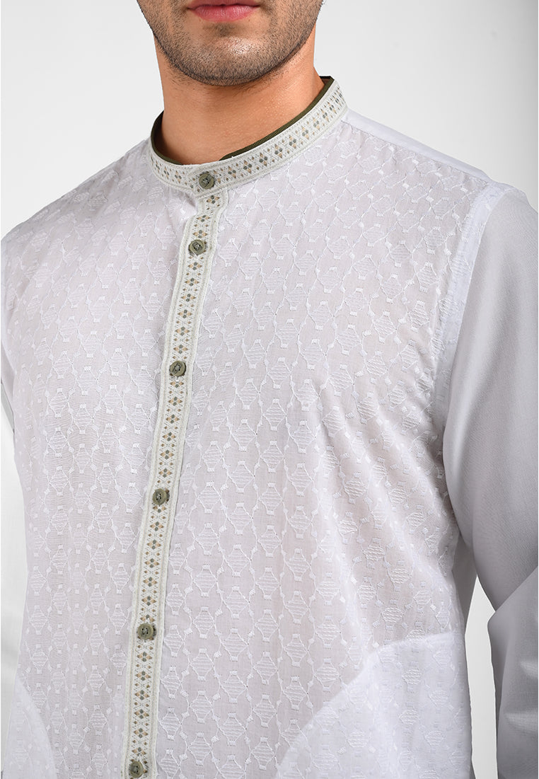 MOC Kemeja Koko Lengan Panjang Pria MATHOS-WHITE