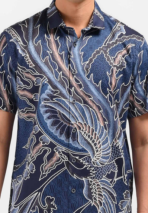 MOC Kemeja Batik Lengan Pendek Pria SHARABHA-NAVY