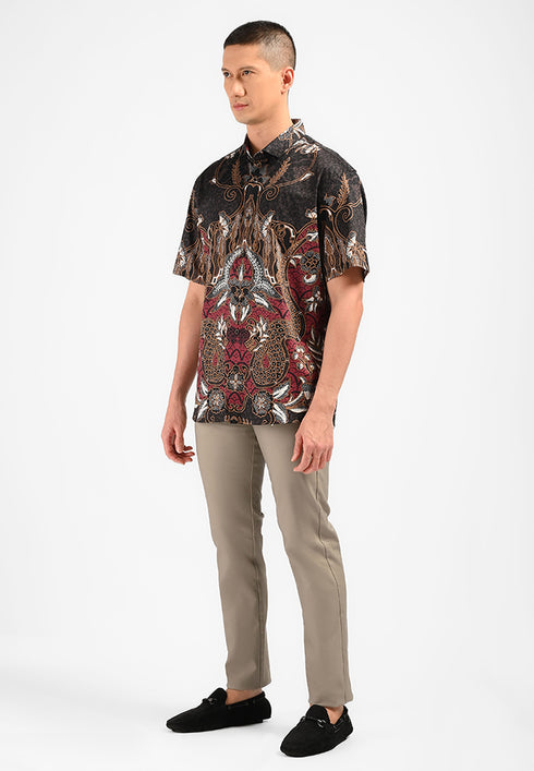 MOC Kemeja Batik Lengan Pendek Pria SHUKA-BLACK