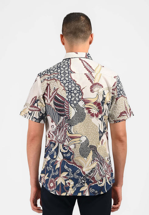 MOC Kemeja Batik Lengan Pendek Pria TANDAV-NAVY