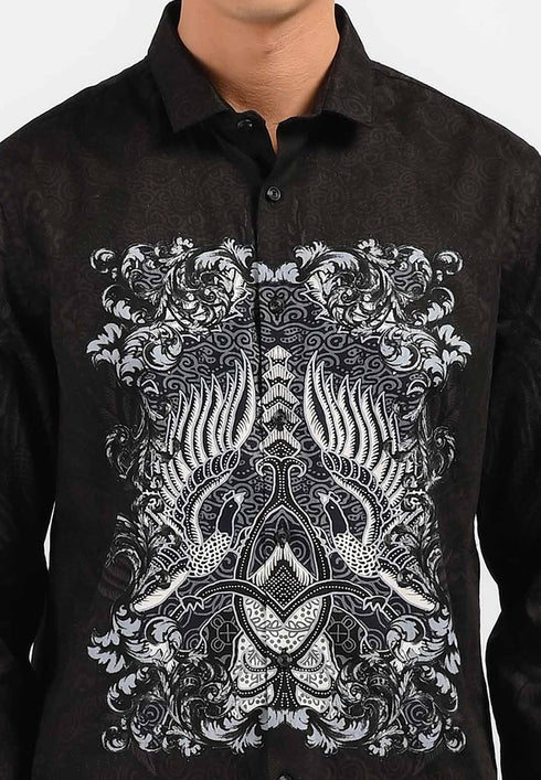 MOC Kemeja Batik Lengan Panjang Pria SHIMHIKA-BLACK