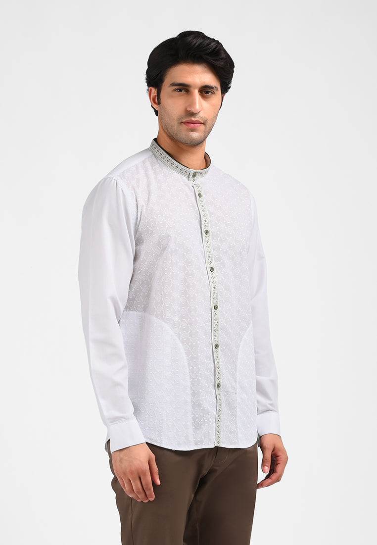 MOC Kemeja Koko Lengan Panjang Pria MATHOS-WHITE