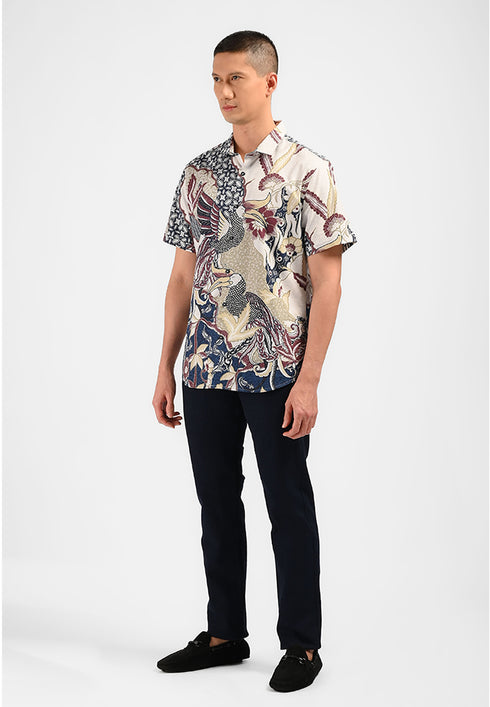 MOC Kemeja Batik Lengan Pendek Pria TANDAV-NAVY