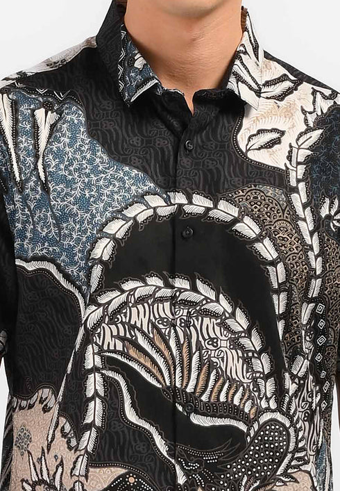 MOC Kemeja Batik Lengan Pendek Pria MAKARA-BLACK