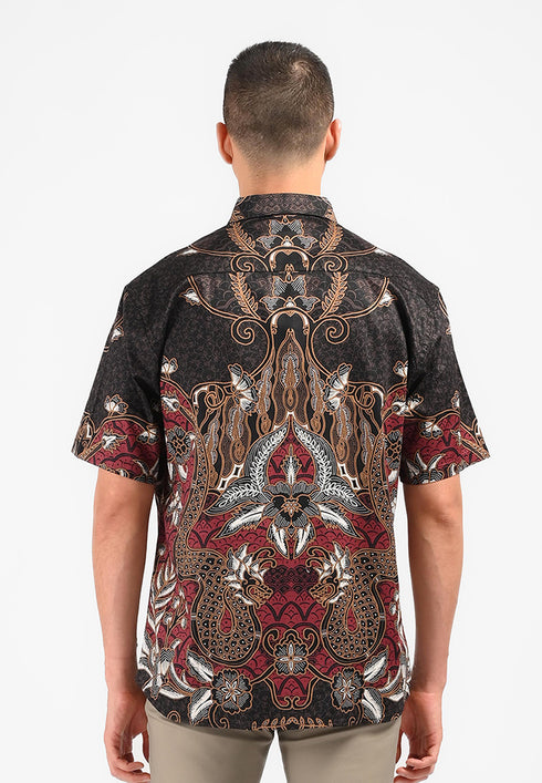 MOC Kemeja Batik Lengan Pendek Pria SHUKA-BLACK
