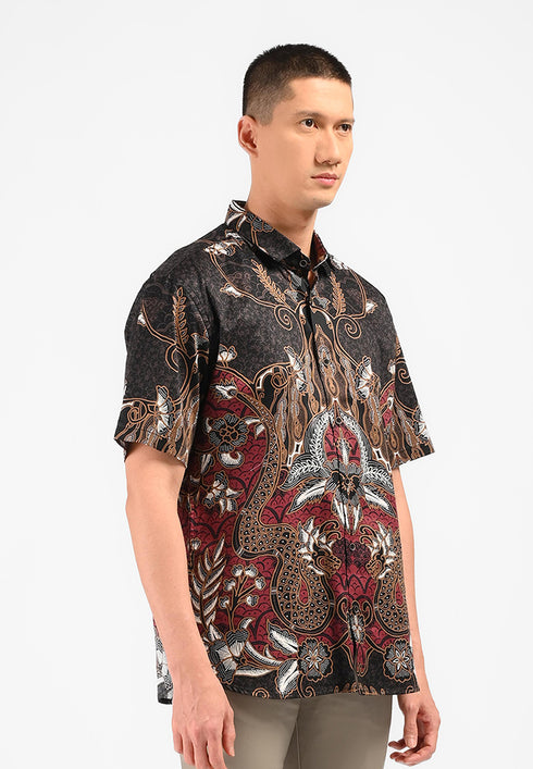MOC Kemeja Batik Lengan Pendek Pria SHUKA-BLACK