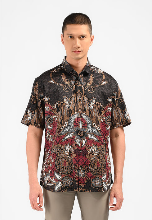 MOC Kemeja Batik Lengan Pendek Pria SHUKA-BLACK